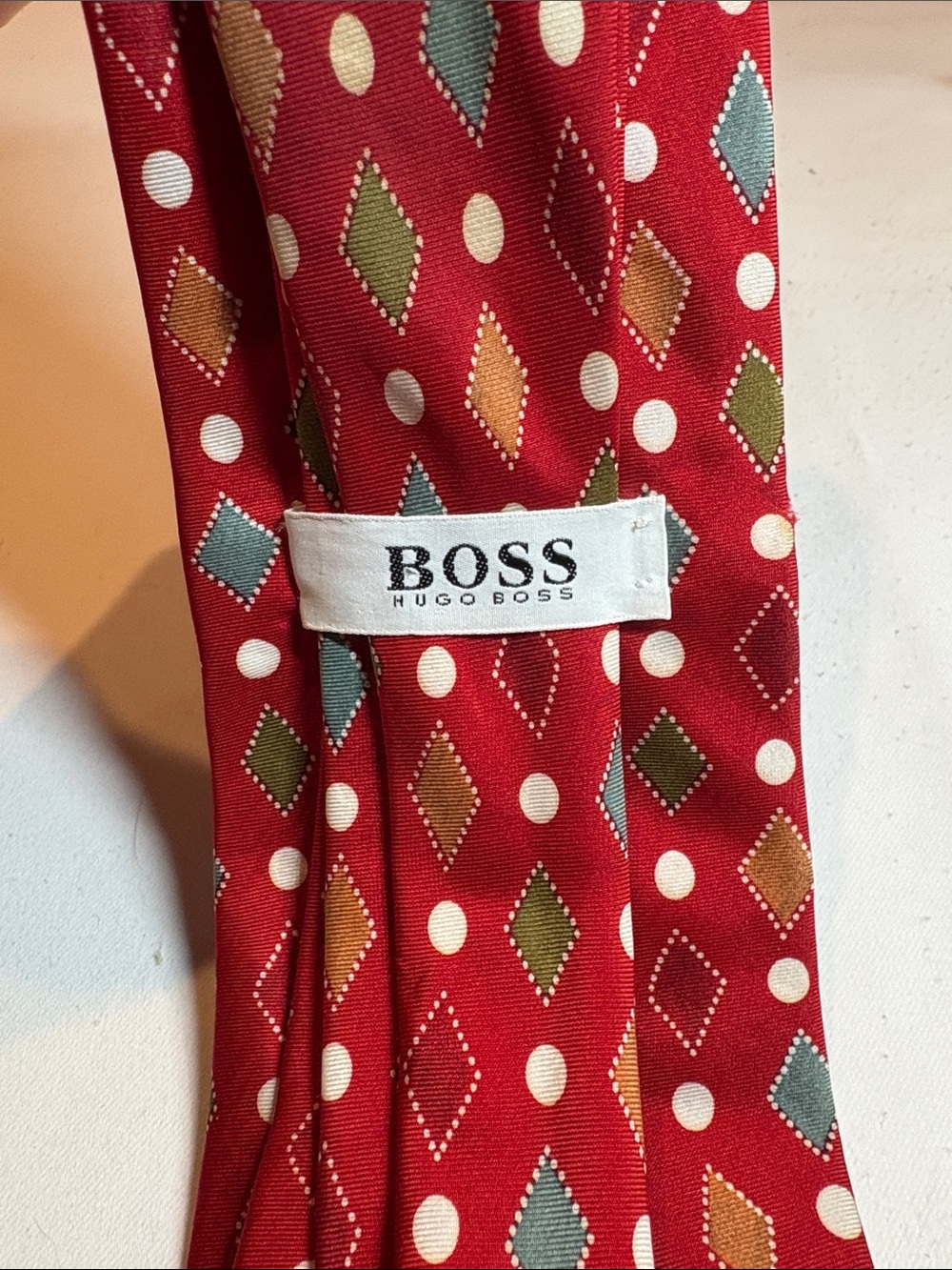 Hugo Boss Rust Patterned Silk Tie - Picture 3 of 6
